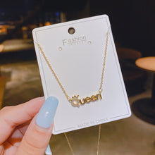 將圖片載入圖庫檢視器 JME-935 【真金电镀】铜微镶锆石新款冷淡风锁骨链字母百搭小清新项链女
