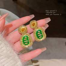 將圖片載入圖庫檢視器 JME-424 S925银针中古风复古不规则几何形耳环轻奢小众独特设计感滴釉耳钉

