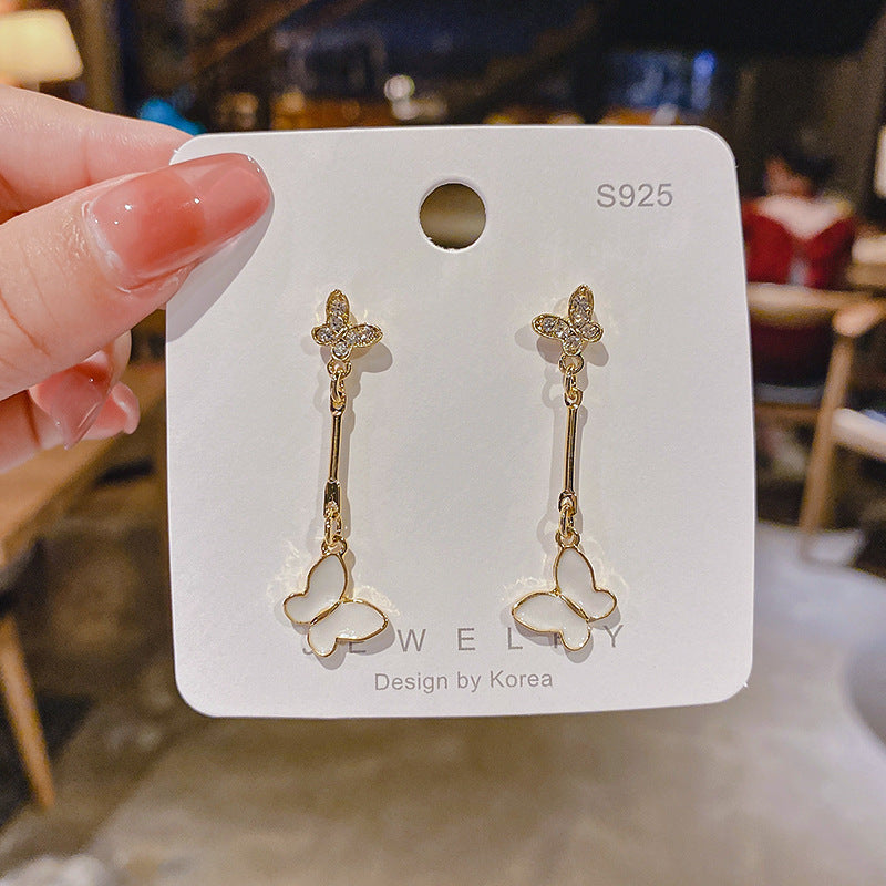 JME-857 S925银针天然贝壳蝴蝶装饰耳环女东大门简约气质感耳环耳饰