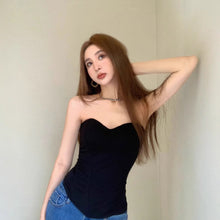 將圖片載入圖庫檢視器 JMA-1043 辣妹性感抹胸黑色小背心裹胸女装夏季外穿显瘦无肩带内搭短款上衣
