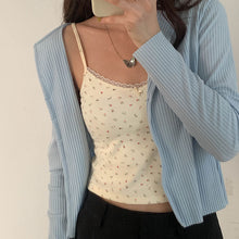 將圖片載入圖庫檢視器 JMA-003 辣妹纯欲风内搭小吊带女蝴蝶结蕾丝背心夏季黑色短款外穿无袖上衣
