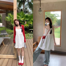 將圖片載入圖庫檢視器 JMA-1046 实拍 夏季新款韩版宽松减龄打条吊带裙花边拼接内搭叠穿吊带裙
