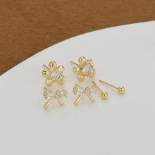將圖片載入圖庫檢視器 JME-1042 S925银针微镶锆石蝴蝶结一卡三对耳钉女日韩风简约百搭三件套耳饰
