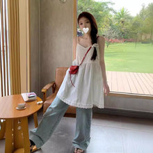 將圖片載入圖庫檢視器 JMA-1046 实拍 夏季新款韩版宽松减龄打条吊带裙花边拼接内搭叠穿吊带裙
