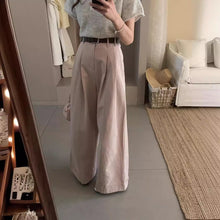 將圖片載入圖庫檢視器 JMA-792 新款韩版翻边宽松阔腿休闲裤女小个子长裤 配腰带
