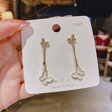 將圖片載入圖庫檢視器 JME-857 S925银针天然贝壳蝴蝶装饰耳环女东大门简约气质感耳环耳饰
