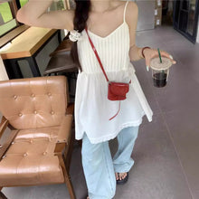 將圖片載入圖庫檢視器 JMA-1046 实拍 夏季新款韩版宽松减龄打条吊带裙花边拼接内搭叠穿吊带裙
