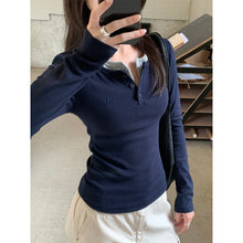 將圖片載入圖庫檢視器 JMA-1006 实拍 甜酷辣妹修身打底衫t恤 春季撞色字母刺绣短款长袖上衣
