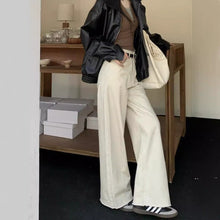 將圖片載入圖庫檢視器 JMA-831 实拍 春季新款韩版米白色窄版阔腿牛仔裤女直筒拖地裤长裤子

