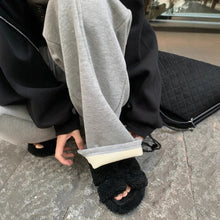 將圖片載入圖庫檢視器 JMA-987 实拍 韩版加绒加厚口袋卫裤冬季系带高腰运动直筒休闲阔腿裤子女
