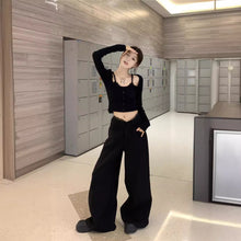 將圖片載入圖庫檢視器 JMA-1050 实拍 春季韩韩版芭蕾风蕾丝拼接打底衫女+蕾丝腰头西装裤套装
