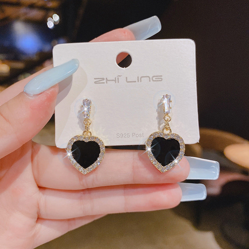 JME-858 925银针百搭爱心耳环女2024新品潮气质简约韩国时尚冷淡风耳饰女