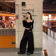 將圖片載入圖庫檢視器 JMA-1050 实拍 春季韩韩版芭蕾风蕾丝拼接打底衫女+蕾丝腰头西装裤套装
