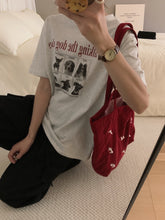 將圖片載入圖庫檢視器 JMA-836 实拍 夏季新款韩系ins风宽松字母印花短袖T恤女小狗印花体恤
