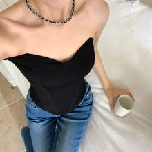 將圖片載入圖庫檢視器 JMA-1043 辣妹性感抹胸黑色小背心裹胸女装夏季外穿显瘦无肩带内搭短款上衣
