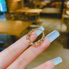 將圖片載入圖庫檢視器 JME-1035 真金电镀铜镶锆石网红韩国小众设计几何链条戒指复古指环食指指环
