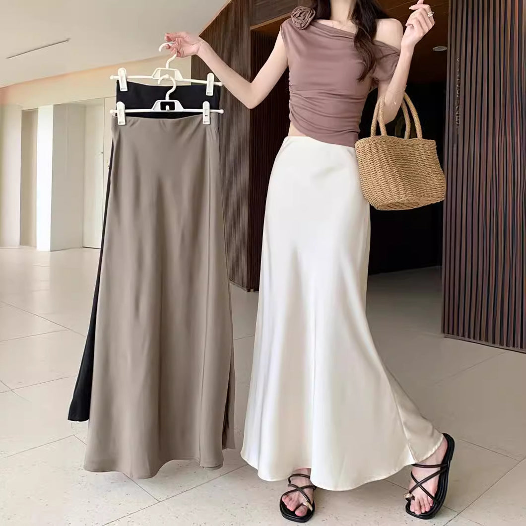 JMA-833 实拍春季新款韩版气质鱼尾裙宽松女人味半身坠感包臀长裙子