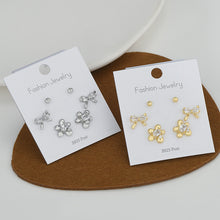 將圖片載入圖庫檢視器 JME-1042 S925银针微镶锆石蝴蝶结一卡三对耳钉女日韩风简约百搭三件套耳饰
