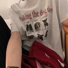 將圖片載入圖庫檢視器 JMA-836 实拍 夏季新款韩系ins风宽松字母印花短袖T恤女小狗印花体恤
