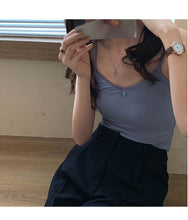 將圖片載入圖庫檢視器 JMA-003 辣妹纯欲风内搭小吊带女蝴蝶结蕾丝背心夏季黑色短款外穿无袖上衣
