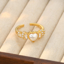 將圖片載入圖庫檢視器 JME-1048 韩国时尚设计感个性开口戒指女 年新款爱心指环精致珍珠食指戒
