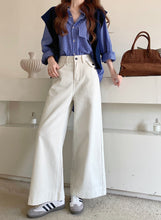 將圖片載入圖庫檢視器 JMA-985 实拍 春季新款韩版小个子大阔腿直筒牛仔裤女九分裤子
