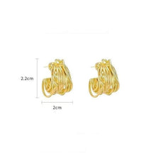 將圖片載入圖庫檢視器 JME-723 欧美金色耳环女轻奢小众设计高级感独特耳坠港风夸张耳钉金属耳饰
