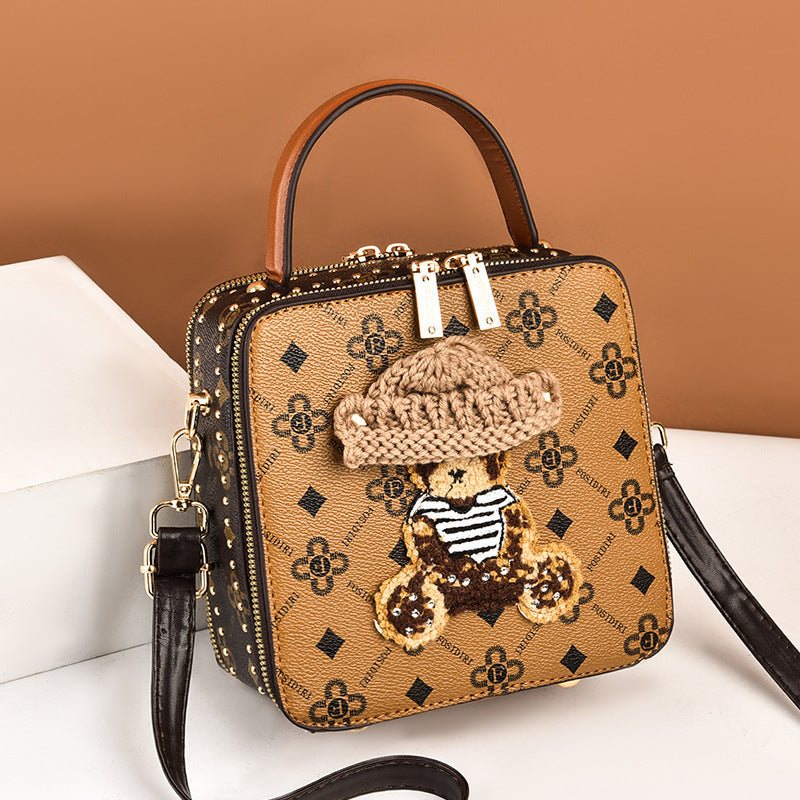 JM-092 新款質感復古時尚單肩女包斜跨包小熊包 女包