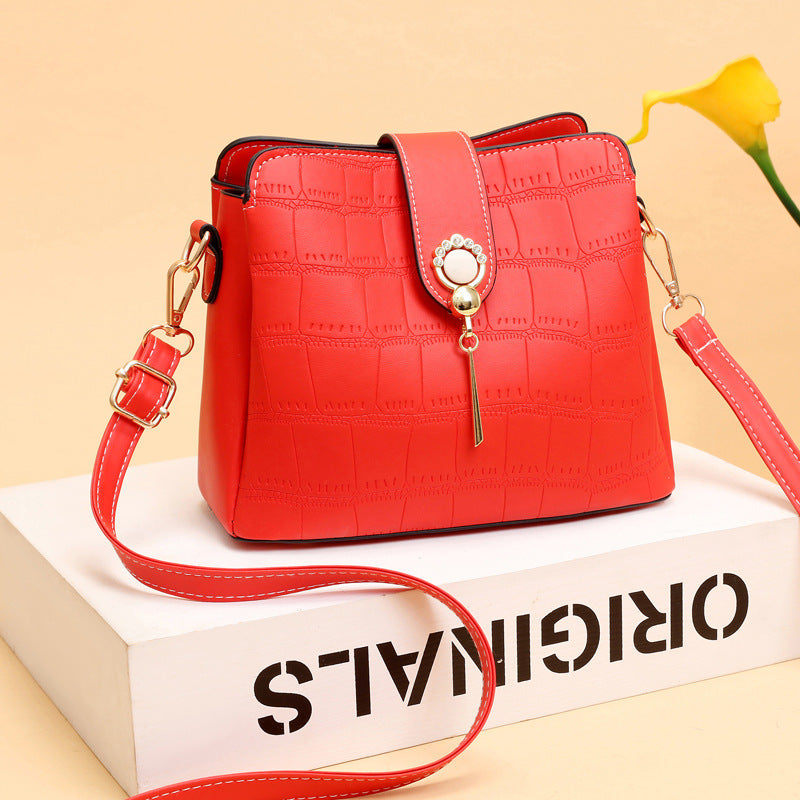 JM-154 新款時尚ins軟皮水桶單肩包手提斜挎小包 女包