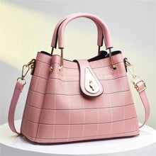 將圖片載入圖庫檢視器 JM-255 新款高質量時尚大容量拼接定型單肩包格子手提包 女包
