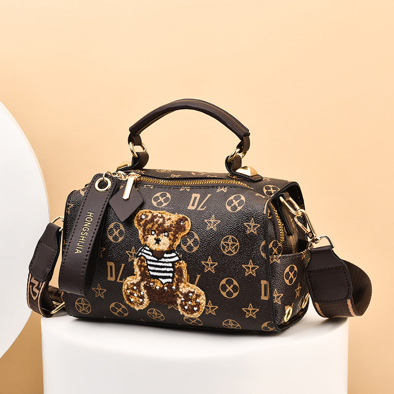 JM-144 新款包手提波士頓枕頭包老花包大容量單肩斜挎包質感包 女包