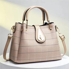 將圖片載入圖庫檢視器 JM-255 新款高質量時尚大容量拼接定型單肩包格子手提包 女包
