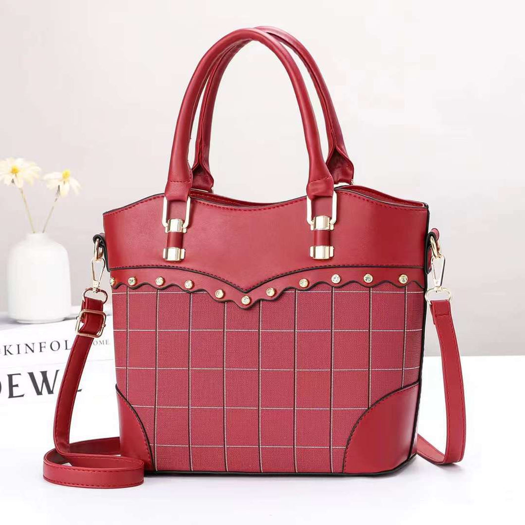 JM-258 新款潮復古寬肩帶單肩包菱格大容量手提拎包 女包