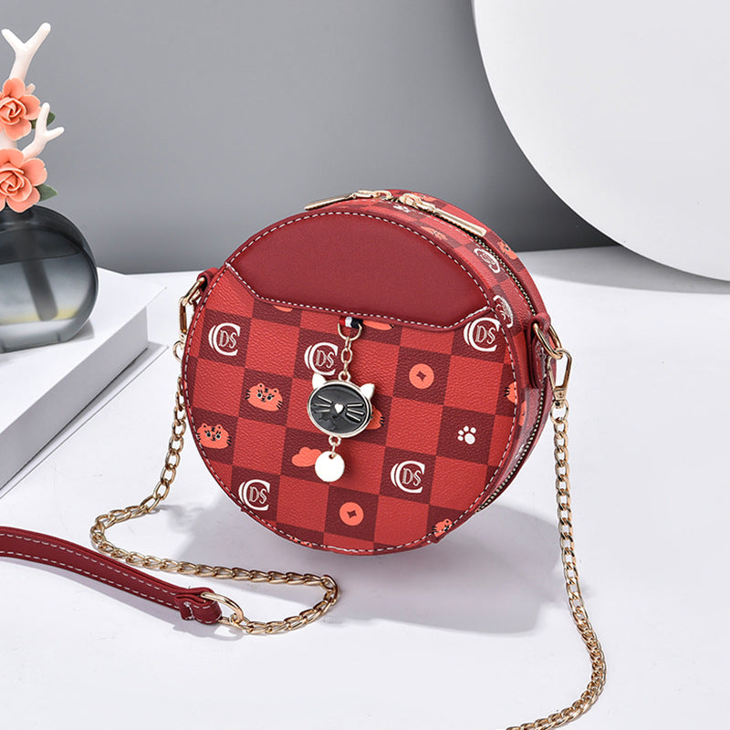 JM-147 韓版新款ins時尚小圓包百搭單肩斜挎鏈條包 女包