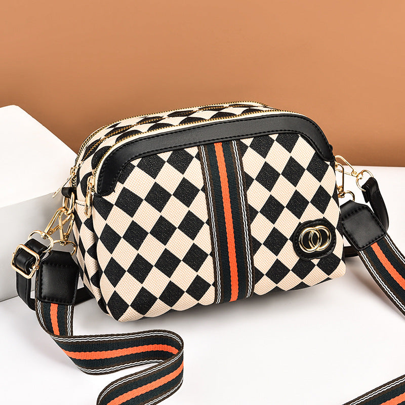 JM-105 新款時尚棋盤格斜挎包小眾ins質感小方包 女包