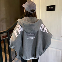 將圖片載入圖庫檢視器 TY-1070 秋冬新款加絨連帽衛衣女寬鬆bf學院風拉鍊學生開衫長袖 外套
